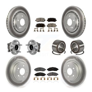 Front Rear Hub Bearing Assembly Coated Disc Brake Rotor And Pads Kit (10Pc) For Acura MDX KBB-130954