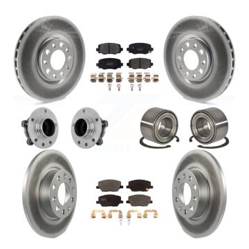 Front Rear Hub Bearing Coated Disc Brake Rotor Pad Kit (10Pc) For 2016-2018 Fiat 500X FWD KBB-130955