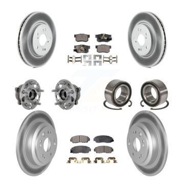 Front Rear Hub Bearing Coat Brake Rotor Pads Kit (10Pc) For 10 Honda Accord Crosstour AWD KBB-130958
