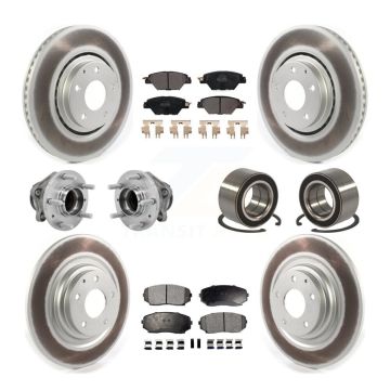 Front Rear Hub Bearing Coated Brake Rotor And Pad Kit (10Pc) For 2016-2018 Mazda CX-9 FWD KBB-130959