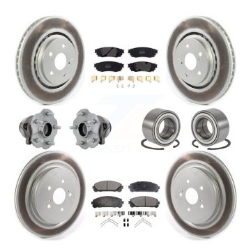 Front Rear Hub Bearing Coated Disc Brake Rotor & Pads Kit (10Pc) For 2016 Lexus RX350 FWD KBB-130961