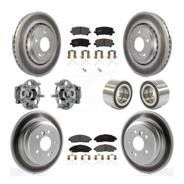 Front Rear Hub Bearing Coat Brake Rotor Pads Kit (10Pc) For 2017-2019 Honda Ridgeline AWD KBB-130962
