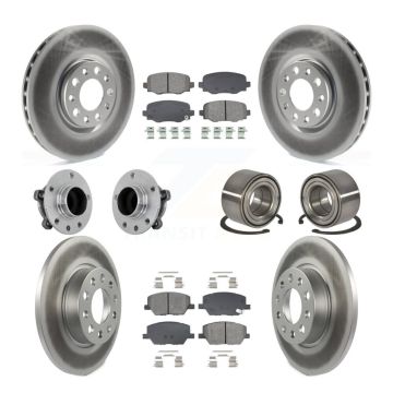 Front Rear Hub Bearing Coated Disc Brake Rotor Pad Kit (10Pc) For 2016-2018 Fiat 500X FWD KBB-130963