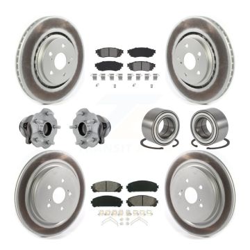 Front Rear Hub Bearing Coated Disc Brake Rotor & Pads Kit (10Pc) For 2016 Lexus RX350 FWD KBB-130966