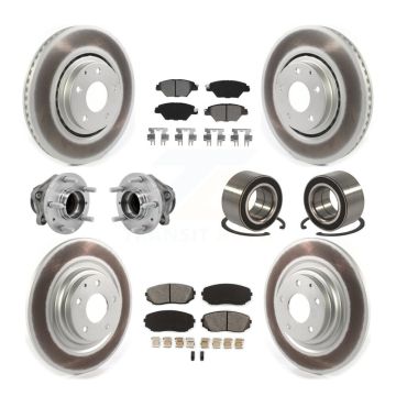 Front Rear Hub Bearing Coated Brake Rotor And Pad Kit (10Pc) For 2016-2018 Mazda CX-9 FWD KBB-130967
