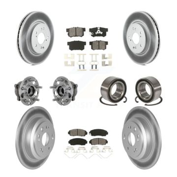 Front Rear Hub Bearing Coated Brake Rotor & Pad Kit (10Pc) For Honda Crosstour Accord AWD KBB-130968