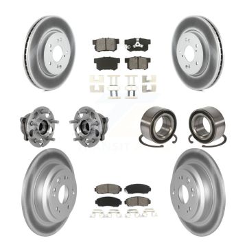 Front Rear Hub Bearing Coat Brake Rotor Pads Kit (10Pc) For 10 Honda Accord Crosstour AWD KBB-130969
