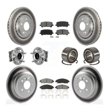 Front Rear Hub Bearing Coated Brake Rotor & Pads Kit (10Pc) For 2016-2022 Honda Pilot FWD KBB-130970