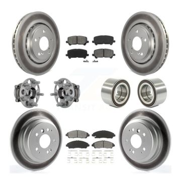 Front Rear Hub Bearing Coat Brake Rotor Pads Kit (10Pc) For 2017-2019 Honda Ridgeline AWD KBB-130971