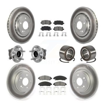 Front Rear Hub Bearing Assembly Coated Disc Brake Rotor And Pads Kit (10Pc) For Acura MDX KBB-130972