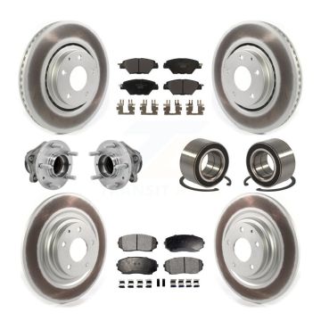 Front Rear Hub Bearing Coated Brake Rotor And Pad Kit (10Pc) For 2016-2018 Mazda CX-9 FWD KBB-130973