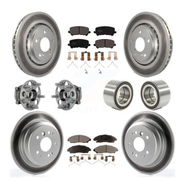 Front Rear Hub Bearing Coat Brake Rotor Pads Kit (10Pc) For 2017-2019 Honda Ridgeline AWD KBB-130974