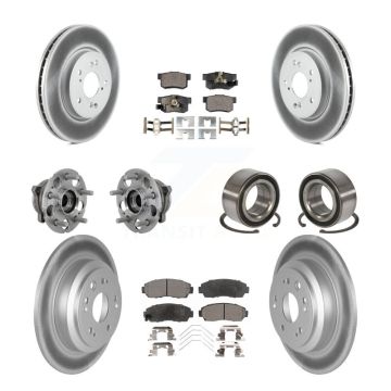 Front Rear Hub Bearing Coated Brake Rotor & Pad Kit (10Pc) For Honda Crosstour Accord AWD KBB-130975