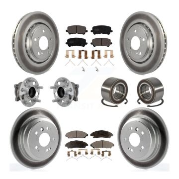 Front Rear Hub Bearing Coated Brake Rotor & Pads Kit (10Pc) For 2016-2022 Honda Pilot FWD KBB-130978