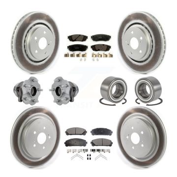 Front Rear Hub Bearing Coated Disc Brake Rotor & Pads Kit (10Pc) For 2016 Lexus RX350 FWD KBB-130981