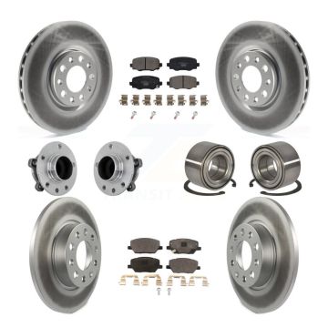 Front Rear Hub Bearing Coated Disc Brake Rotor Pad Kit (10Pc) For 2016-2018 Fiat 500X FWD KBB-130982
