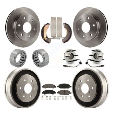Front Rear Hub Bearings Disc Brake Rotors And Pads Shoes Kit (10Pc) For GMC Sierra 1500 KBB-130983
