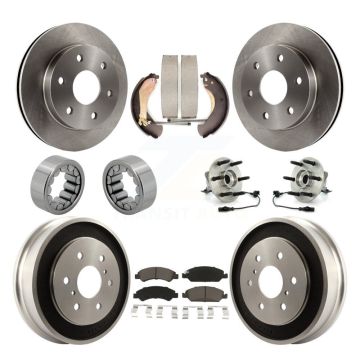 Front Rear Hub Bearings Disc Brake Rotors And Pads Shoes Kit (10Pc) For GMC Sierra 1500 KBB-130984