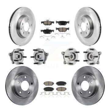 Front Rear Hub Bearings Disc Brake Rotors And Pads Kit (10Pc) For 2021-2022 Mazda 3 AWD KBB-130987