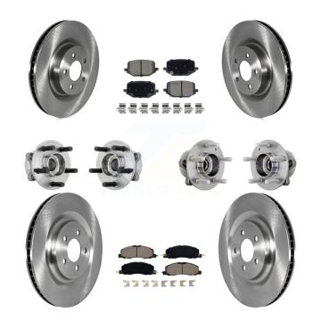Front Rear Hub Bearing Disc Brake Rotor Pads Kit (10Pc) For 2020-2022 Lincoln Aviator AWD KBB-130991