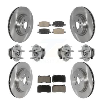 Front Rear Hub Bearings Disc Brake Rotors And Pads Kit (10Pc) For 2017-2019 Tesla X S KBB-130994