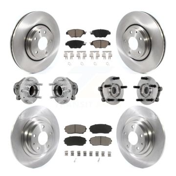 Front Rear Hub Bearing Disc Brake Rotors And Pads Kit (10Pc) For 2016-2021 Mazda CX-9 FWD KBB-130996