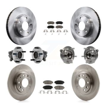 Front Rear Hub Bearing Disc Brake Rotors And Pads Kit (10Pc) For 2016-2018 Mazda CX-3 FWD KBB-131007