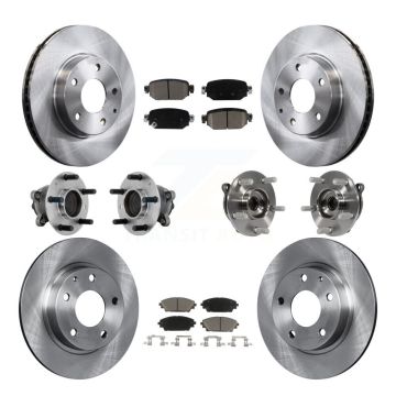 Front Rear Hub Bearing Disc Brake Rotors And Pads Kit (10Pc) For 2019-2021 Mazda CX-3 FWD KBB-131008