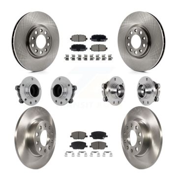Front Rear Hub Bearing Disc Brake Rotors And Ceramic Pads Kit (10Pc) For Jeep Compass FWD KBB-131010