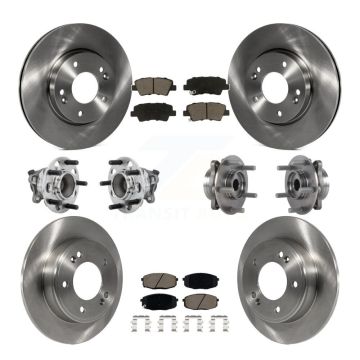 Front Rear Hub Bearing Disc Brake Rotor & Pad Kit (10Pc) For Kia Forte Hyundai Elantra GT KBB-131012