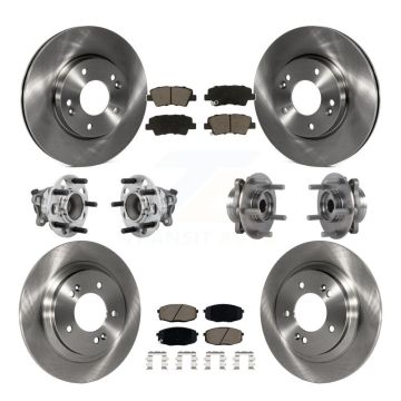 Front Rear Hub Bearing Brake Rotor & Pad Kit (10Pc) For Hyundai Elantra GT Base with 2.0L KBB-131013
