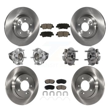 Front Rear Hub Bearing Disc Brake Rotor And Ceramic Pad Kit (10Pc) For Hyundai Elantra GT KBB-131014