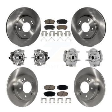 Front Rear Hub Bearings Disc Brake Rotors And Ceramic Pads Kit (10Pc) For Hyundai Kona KBB-131015