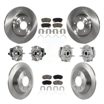 Front Rear Hub Bearings Disc Brake Rotors And Ceramic Pads Kit (10Pc) For Hyundai Kona KBB-131016