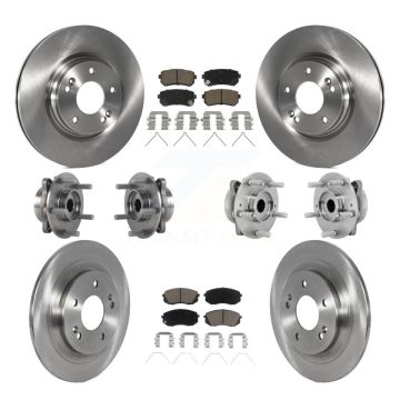 Front Rear Hub Bearings Disc Brake Rotors And Pads Kit (10Pc) For Hyundai Kona Kia Seltos KBB-131017