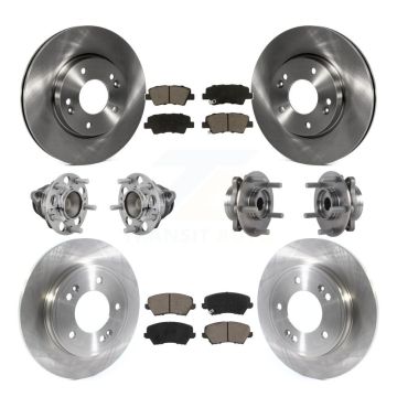 Front Rear Hub Bearing Disc Brake Rotors And Ceramic Pads Kit (10Pc) For Hyundai Veloster KBB-131018