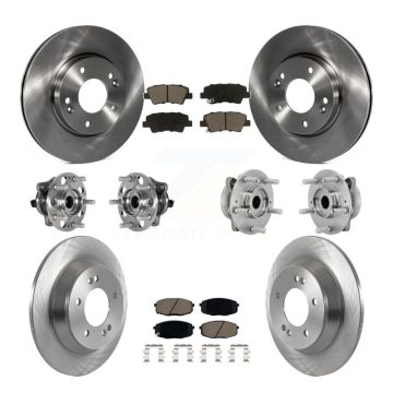 Front Rear Hub Bearing Brake Rotor And Pad Kit (10Pc) For 2022 Hyundai Kona FWD with 1.6L KBB-131026