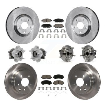Front Rear Hub Bearing Brake Rotor Pad Kit (10Pc) For 14-17 Nissan Juke Nismo RS with FWD KBB-131029