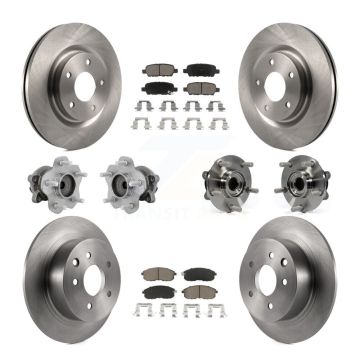 Front Rear Hub Bearings Disc Brake Rotors And Ceramic Pads Kit (10Pc) For Nissan Juke KBB-131030