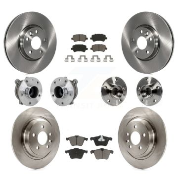 Front Rear Hub Bearing Assembly Disc Brake Rotor And Ceramic Pad Kit (10Pc) For Volvo V70 KBB-131034