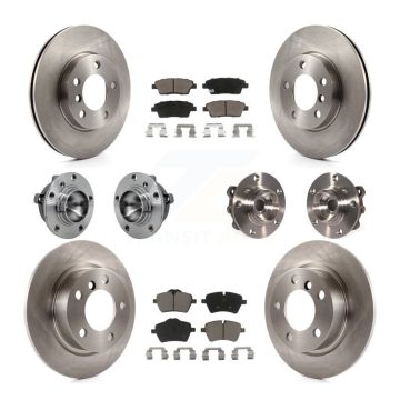 Front Rear Hub Bearing Disc Brake Rotor Pad Kit (10Pc) For Mini Cooper Countryman Paceman KBB-131036