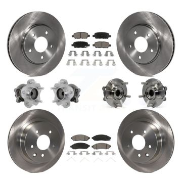 Front Rear Hub Bearings Disc Brake Rotors And Pads Kit (10Pc) For 2011-2012 Nissan LEAF KBB-131043
