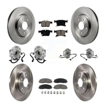 Front Rear Hub Bearing Disc Brake Rotor And Pads Kit (10Pc) For Chrysler Pacifica Voyager KBB-131044