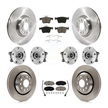 Front Rear Hub Bearing Brake Rotor & Pads Kit (10Pc) For Volkswagen Atlas Cross Sport AWD KBB-131045