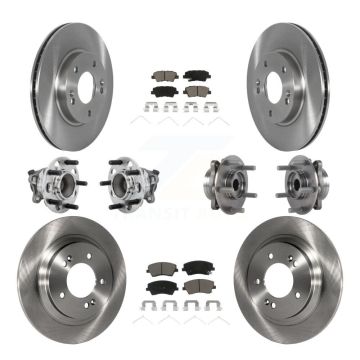 Front Rear Hub Bearings Disc Brake Rotors And Ceramic Pads Kit (10Pc) For Hyundai Ioniq KBB-131046