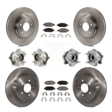Front Rear Hub Bearing Disc Brake Rotor And Ceramic Pads Kit (10Pc) For Nissan Murano FWD KBB-131049