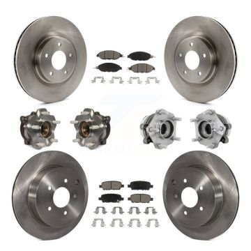 Front Rear Hub Bearing Disc Brake Rotor And Ceramic Pads Kit (10Pc) For Nissan Murano AWD KBB-131050