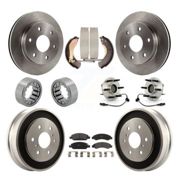 Front Rear Hub Bearings Disc Brake Rotors And Pads Shoes Kit (10Pc) For GMC Sierra 1500 KBB-131055