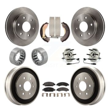 Front Rear Hub Bearings Disc Brake Rotors And Pads Shoes Kit (10Pc) For GMC Sierra 1500 KBB-131056