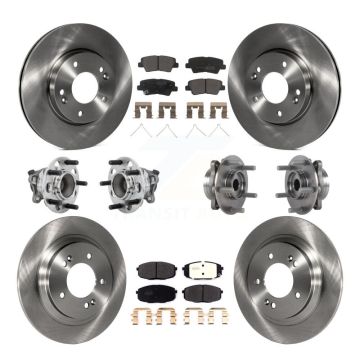 Front Rear Hub Bearing Brake Rotor & Pad Kit (10Pc) For Hyundai Elantra GT Base with 2.0L KBB-131060
